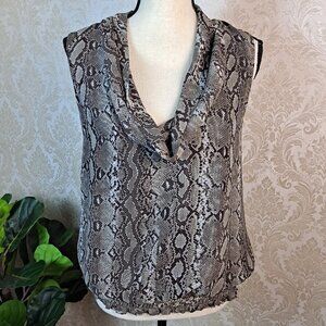 Michael Michael Kors Size Medium Cowl Neck SnakePrint Sleeveless Blouse EUC